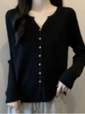 V-Neck Long Sleeve Knitted Open Cardigan